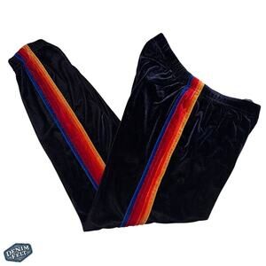 Aviator Nation Women’s Velvet Rainbow Five Stripe Sweatpants – Navy